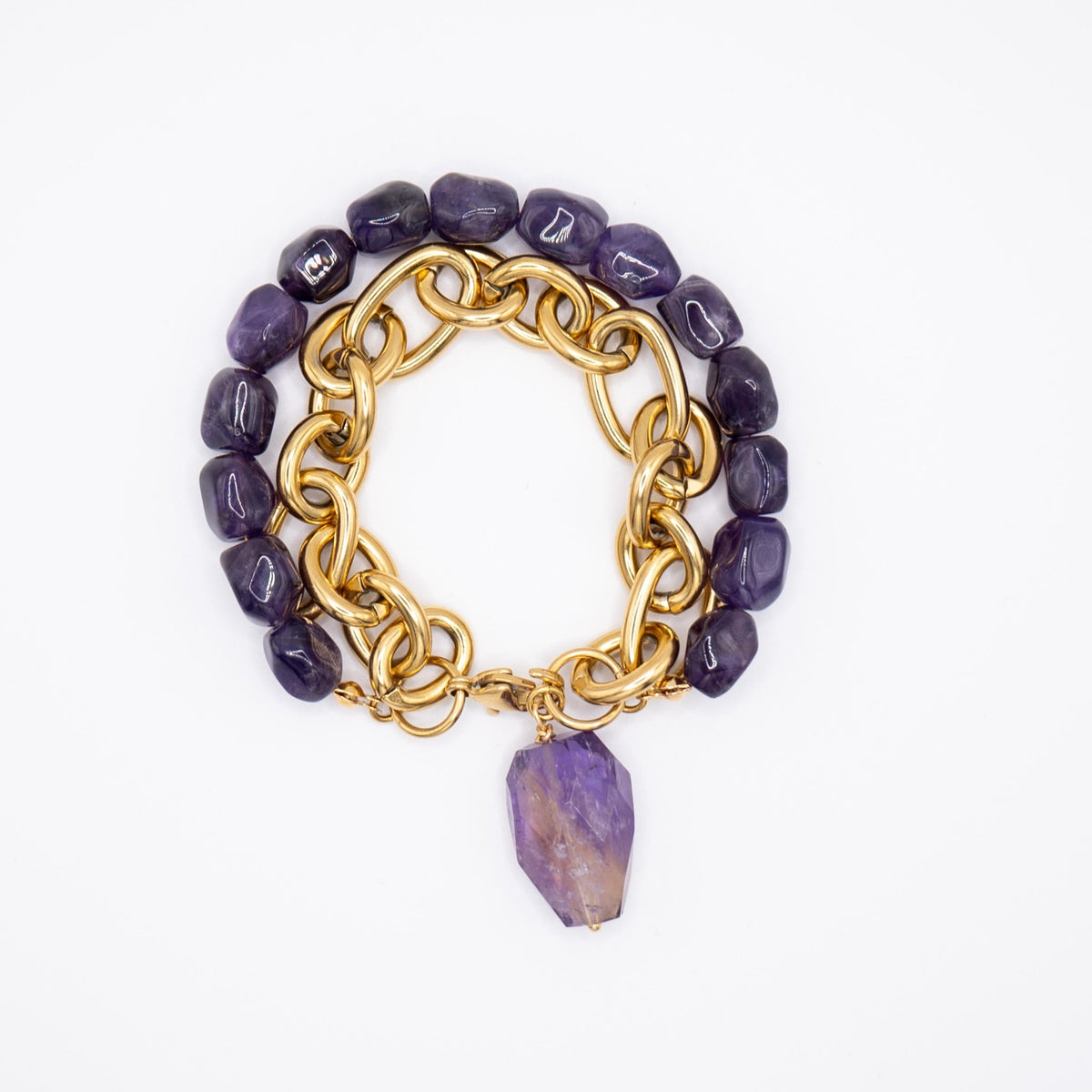 SASSI - Bracciale con ametista e catena - OE!