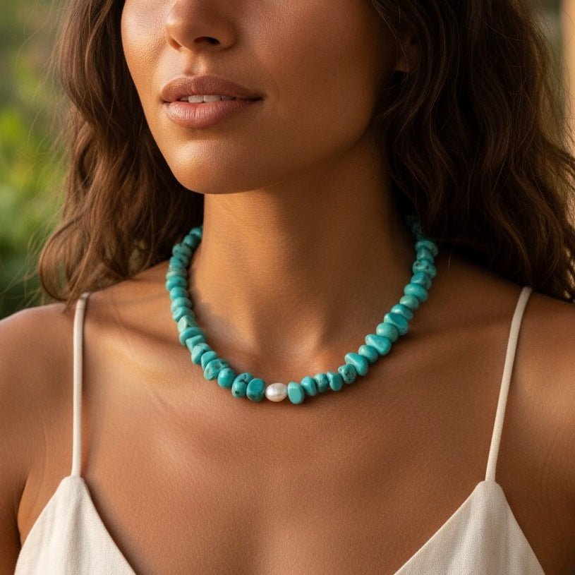 SEASIDE SERENITY CHOKER – Collana girocollo con Magnesite e Perla - OE!