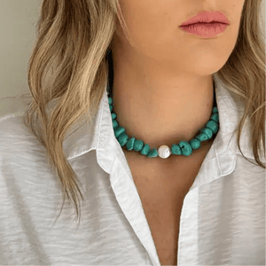 SEASIDE SERENITY CHOKER – Collana girocollo con Magnesite e Perla - OE!