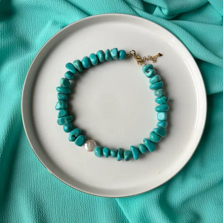 SEASIDE SERENITY CHOKER – Collana girocollo con Magnesite e Perla - OE!