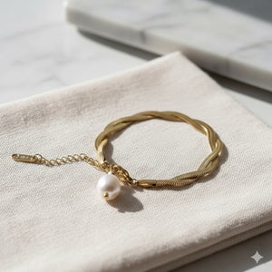 SERPENTE - bracciale con perla - OE!