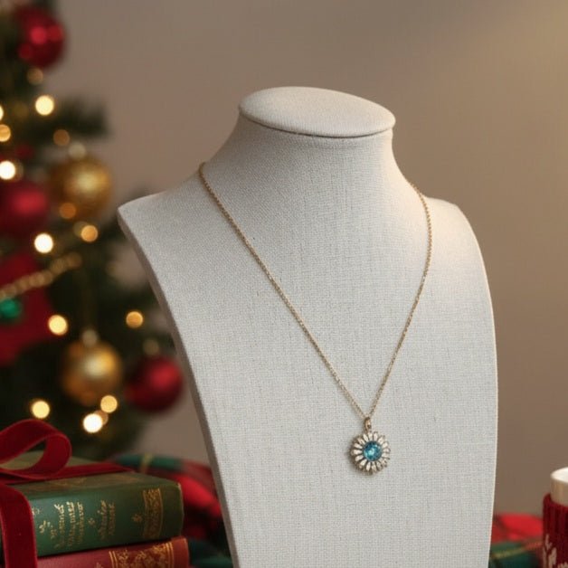 Smeralfiore - Collana Artigianale Made in Italy Oro 18K Zirconi e Cristallo Smeraldo | Gioiello Unico Natale - OE!