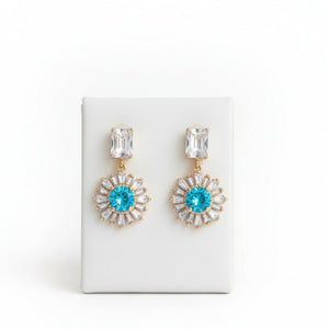 Smeralfiore - Orecchini Pendenti Ottone Natalizi Made in Italy artigianali - Nichel Free Zirconi e Cristallo Verde Smeraldo - OE!