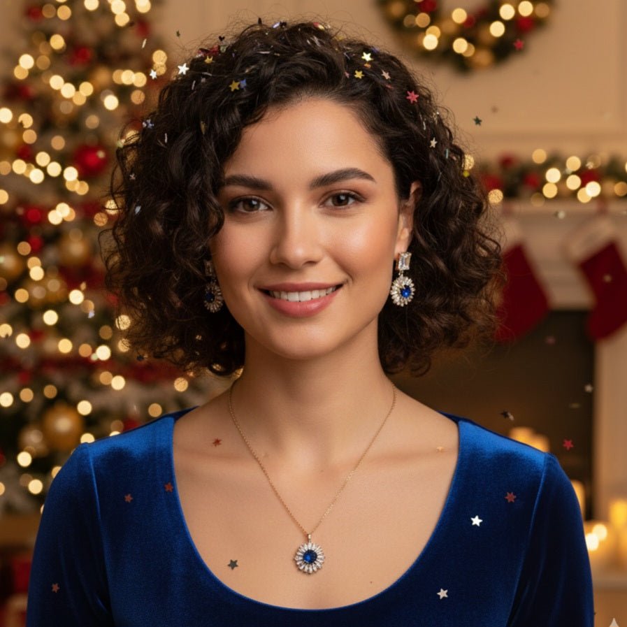 Smeralfiore - Orecchini Pendenti Ottone Natalizi Made in Italy artigianali - Nichel Free Zirconi e Cristallo Verde Smeraldo - OE!