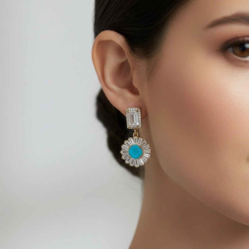 Smeralfiore - Orecchini Pendenti Ottone Natalizi Made in Italy artigianali - Nichel Free Zirconi e Cristallo Verde Smeraldo - OE!