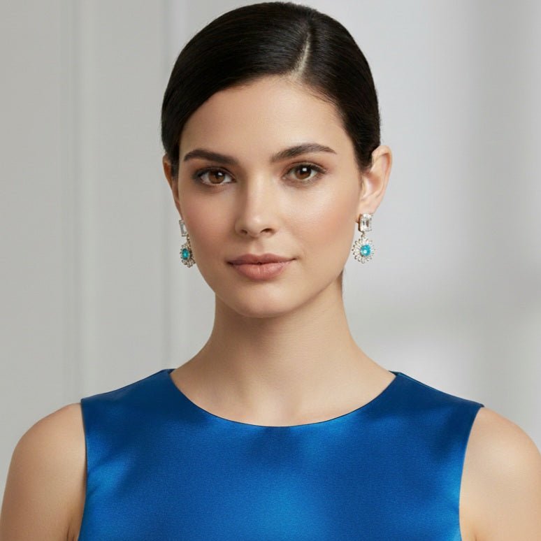 Smeralfiore - Orecchini Pendenti Ottone Natalizi Made in Italy artigianali - Nichel Free Zirconi e Cristallo Verde Smeraldo - OE!