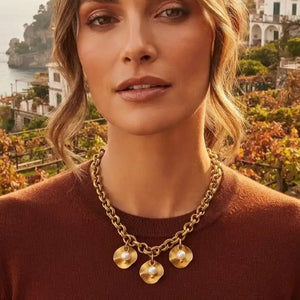 Smeriglio collana artigianale con perle di fiume placcata oro 18k - OE!