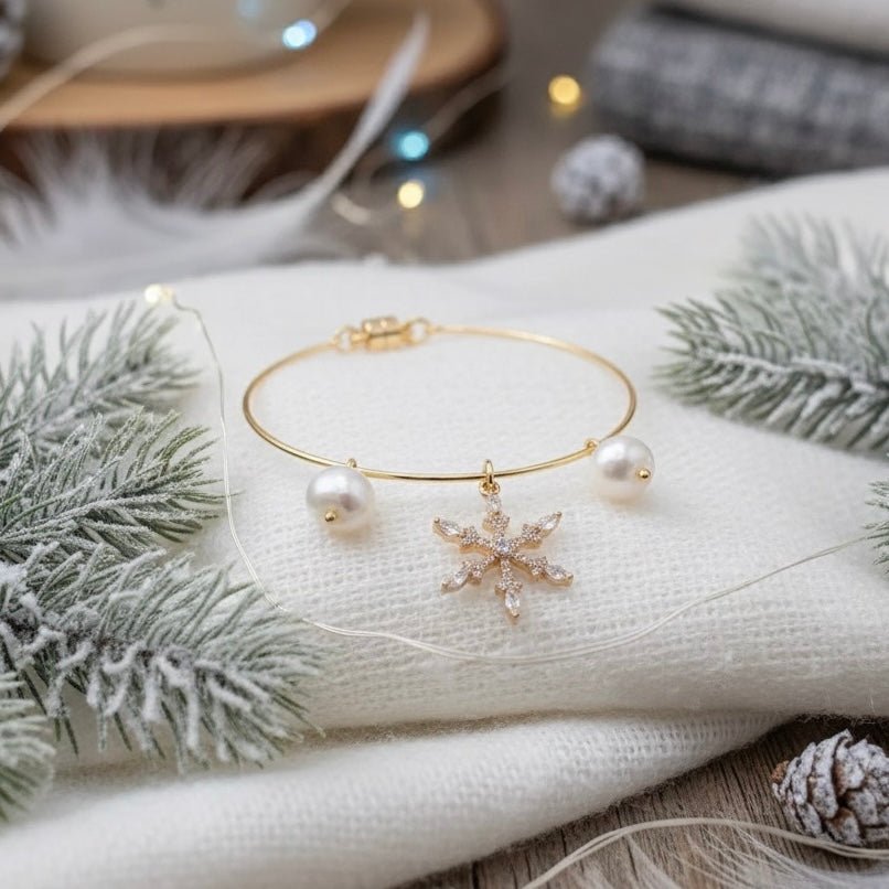 Snowflake - bracciale rigido dorato - OE!