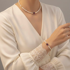 SOGNO – bracciale con perle d’acqua dolce e ametista - OE!