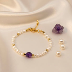 SOGNO – bracciale con perle d’acqua dolce e ametista - OE!