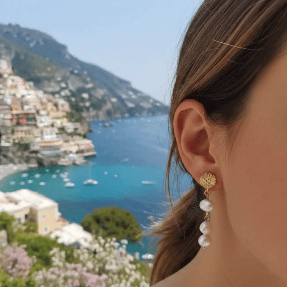 Sogno di primavera orecchini artigianali con zirconi e perle