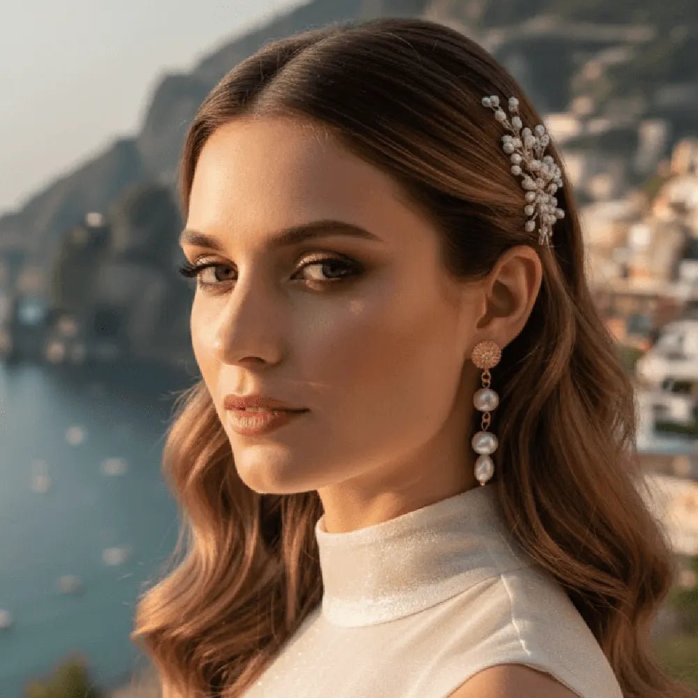 Sogno di primavera orecchini artigianali con zirconi e perle