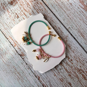 Sole & Sale Pink – Bracciale rigido in corda con charm - OE!
