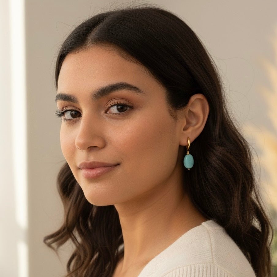 SORPRESA - gold amazonite hoops - OE!