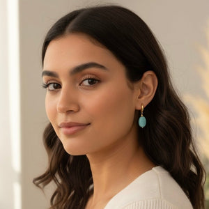 SORPRESA - gold amazonite hoops - OE!