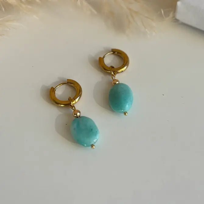 SORPRESA - gold amazonite hoops - OE!