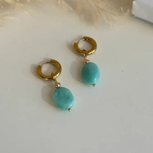 SORPRESA - gold amazonite hoops - OE!