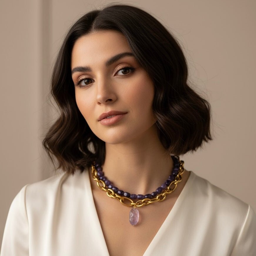 SPIRITUALE - Collana con ametista e catena - OE!