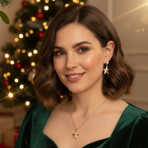 Stellare - Collana Ciondolo a Stella in Acciaio Inox Oro 18K e Zirconi - Regalo Natale - OE!