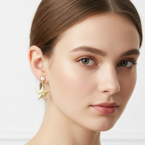 Stellare - Orecchini Stella Natale Artigianali Made in Italy - Acciaio Inox, Oro 18K e Zirconi - OE!