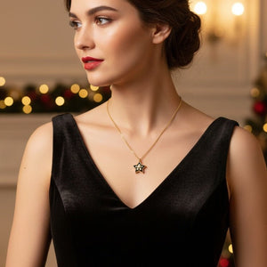 Stellisse - Collana Artigianale Made in Italy: Acciaio Inox Oro 18K, Stella & Perle - Regalo Natale - OE!