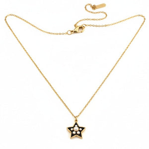 Stellisse - Collana Artigianale Made in Italy: Acciaio Inox Oro 18K, Stella & Perle - Regalo Natale - OE!