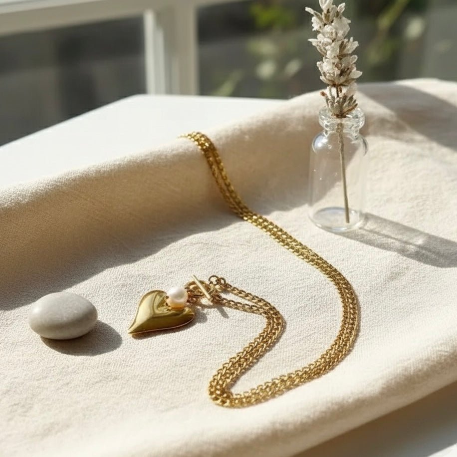 SZERELEM - Collana in acciaio placcato oro 18k con pendente a cuore - OE!