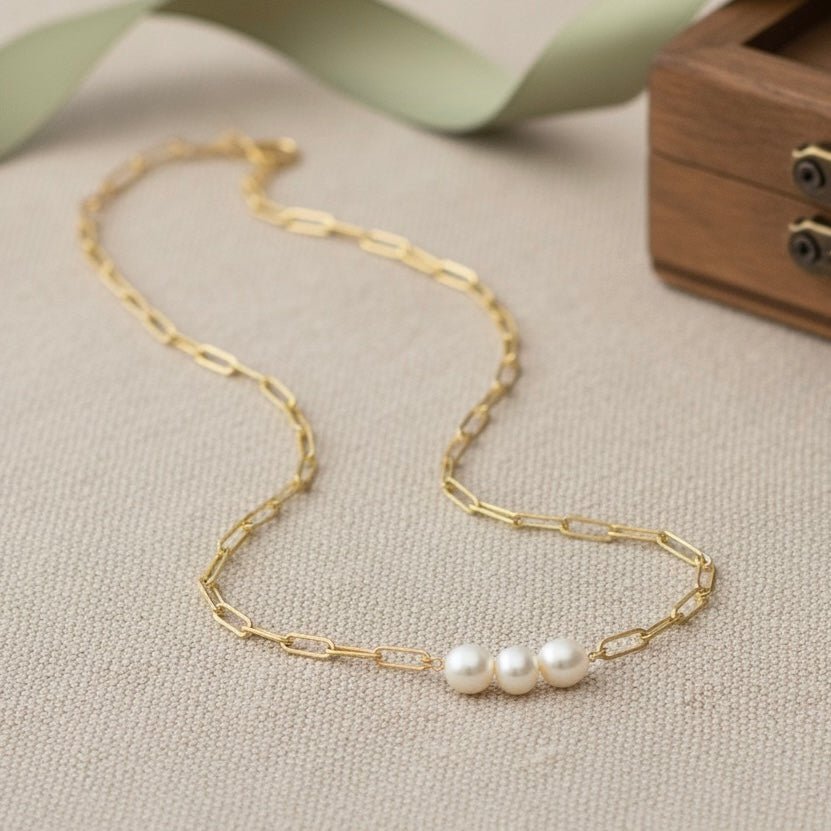 TRE - Collare/Choker con perle di fiume - OE!