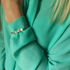 Tre - Freshwater pearl gold chain bracelet - OE!