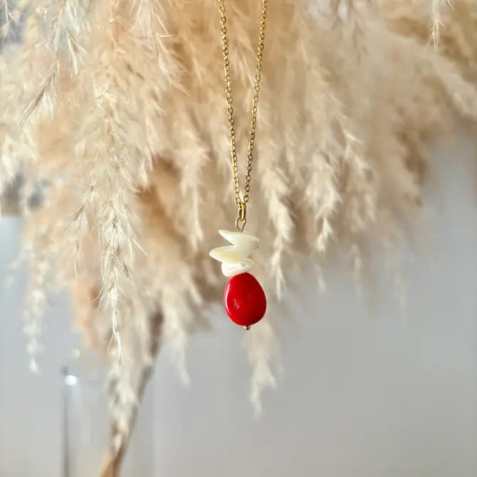 TROPICAL - collana in corallo bamboo e madreperla - OE!