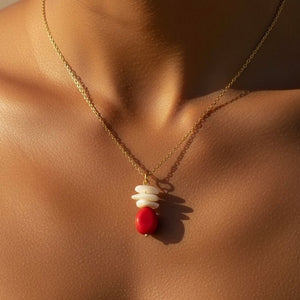 TROPICAL - collana in corallo bamboo e madreperla - OE!