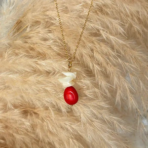 TROPICAL - collana in corallo bamboo e madreperla - OE!