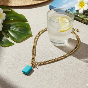 TURCHESE - collana a catena in oro con pendente - OE!