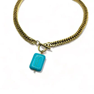 TURCHESE - collana a catena in oro con pendente - OE!