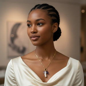 Violessence - Collana Artigianale Made in Italy - Ametista, Perla Barocca e cristallo viola, Placcato Oro 18K. - OE!