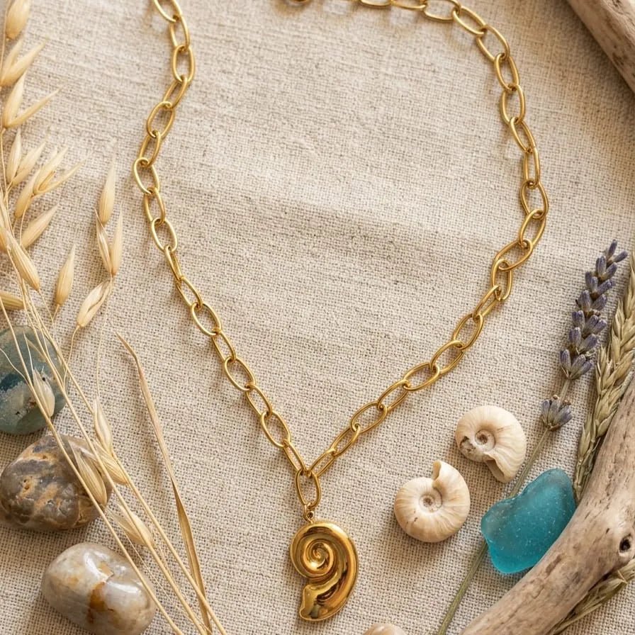 Vortice collana a catena artigianale con conchiglia - OE!